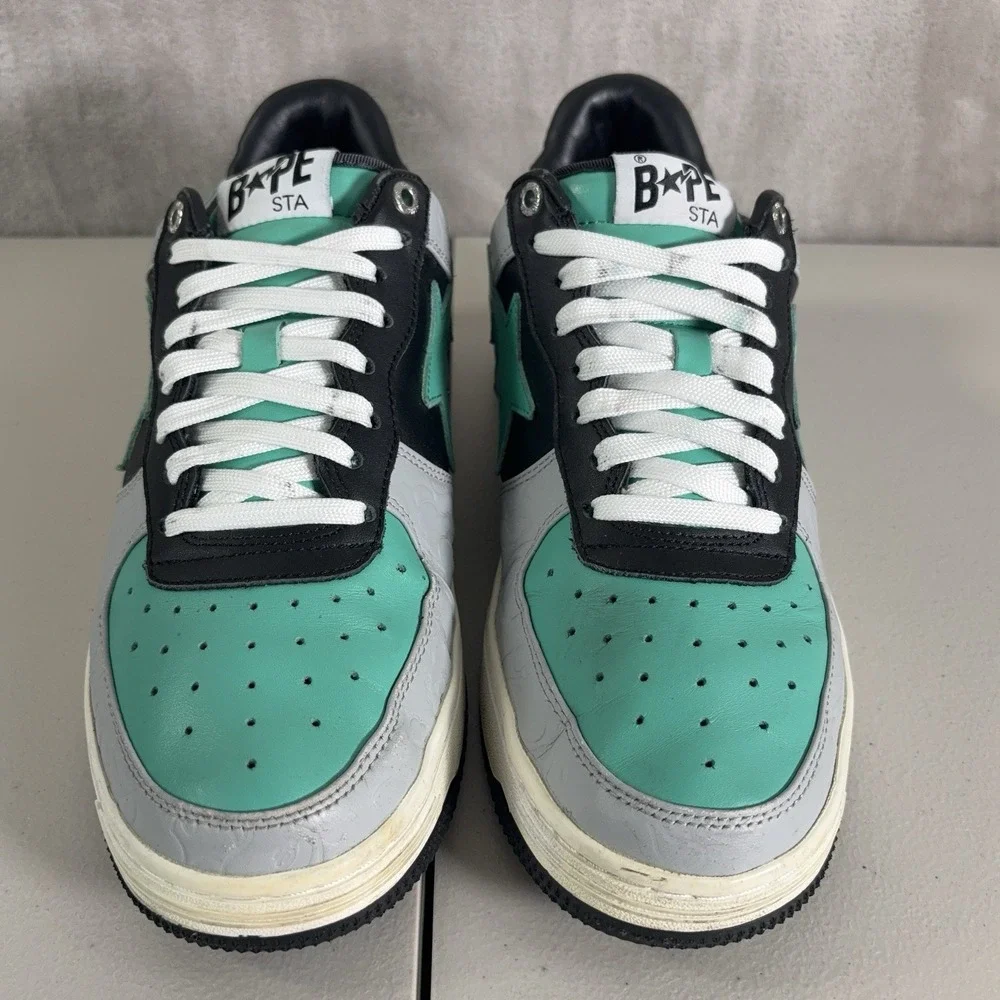 A Bathing Ape BAPE Bapesta M2 Low Mens 9 Green Black Shark Face Sneakers